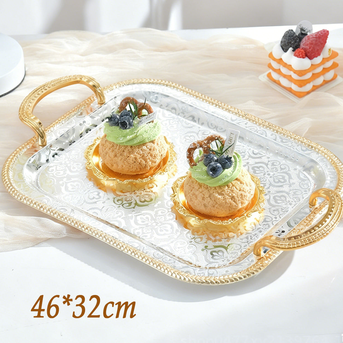 Rectangle Serving Tray With Handles For Gift Serving Tray Rectangle Decorative UK--M