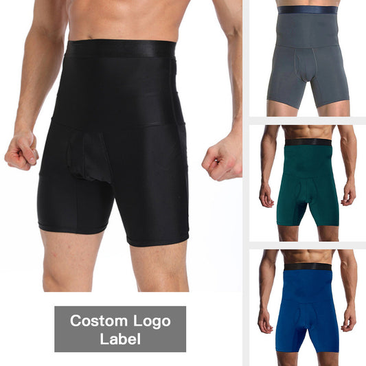 Cross Border Men's Silicone Non Slip High Waist Body Shaping Pants Boxer Briefs Tight Belly Shaping Shorts In Stock