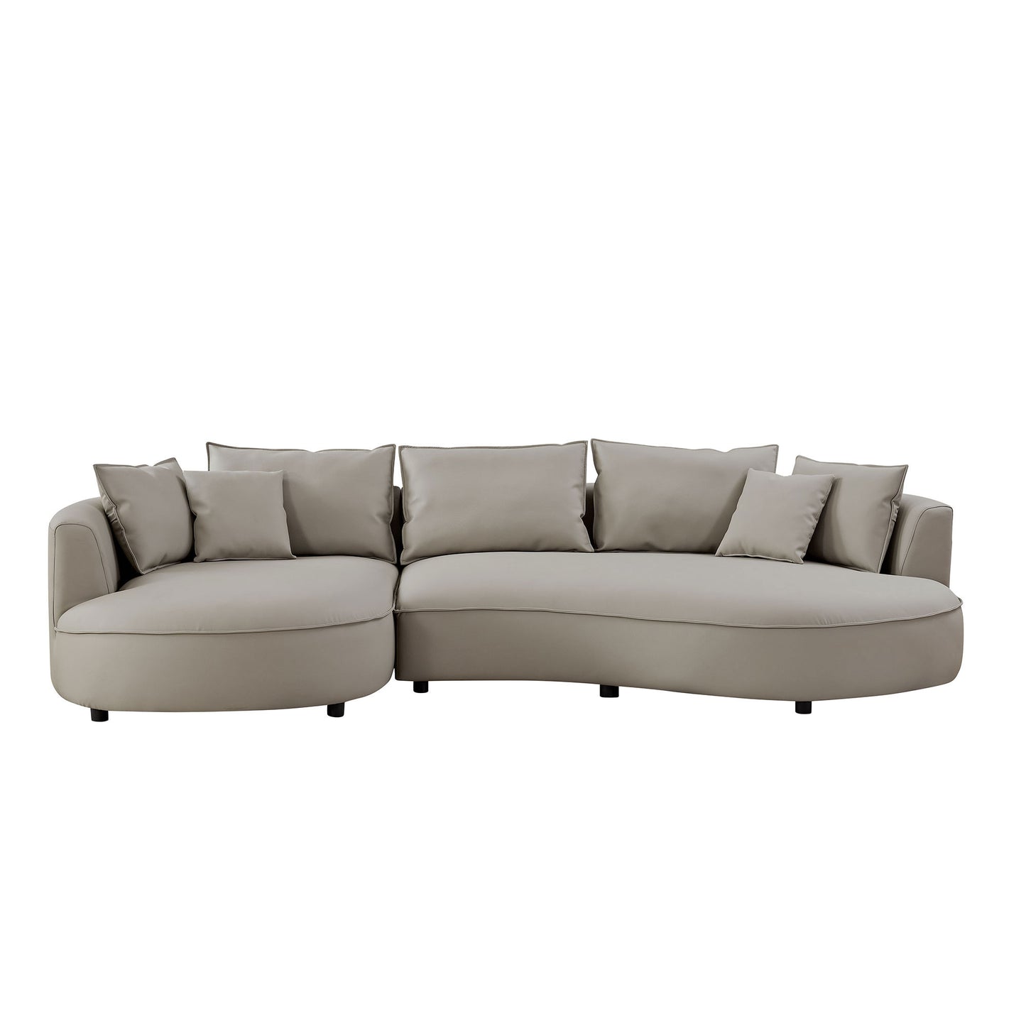 Modern Sectional Curved Sofa Couch For Living Room,Upholstered 5-Seat Sofa Couch Eco-leather Couch Set For Apartment Office,Light Grey