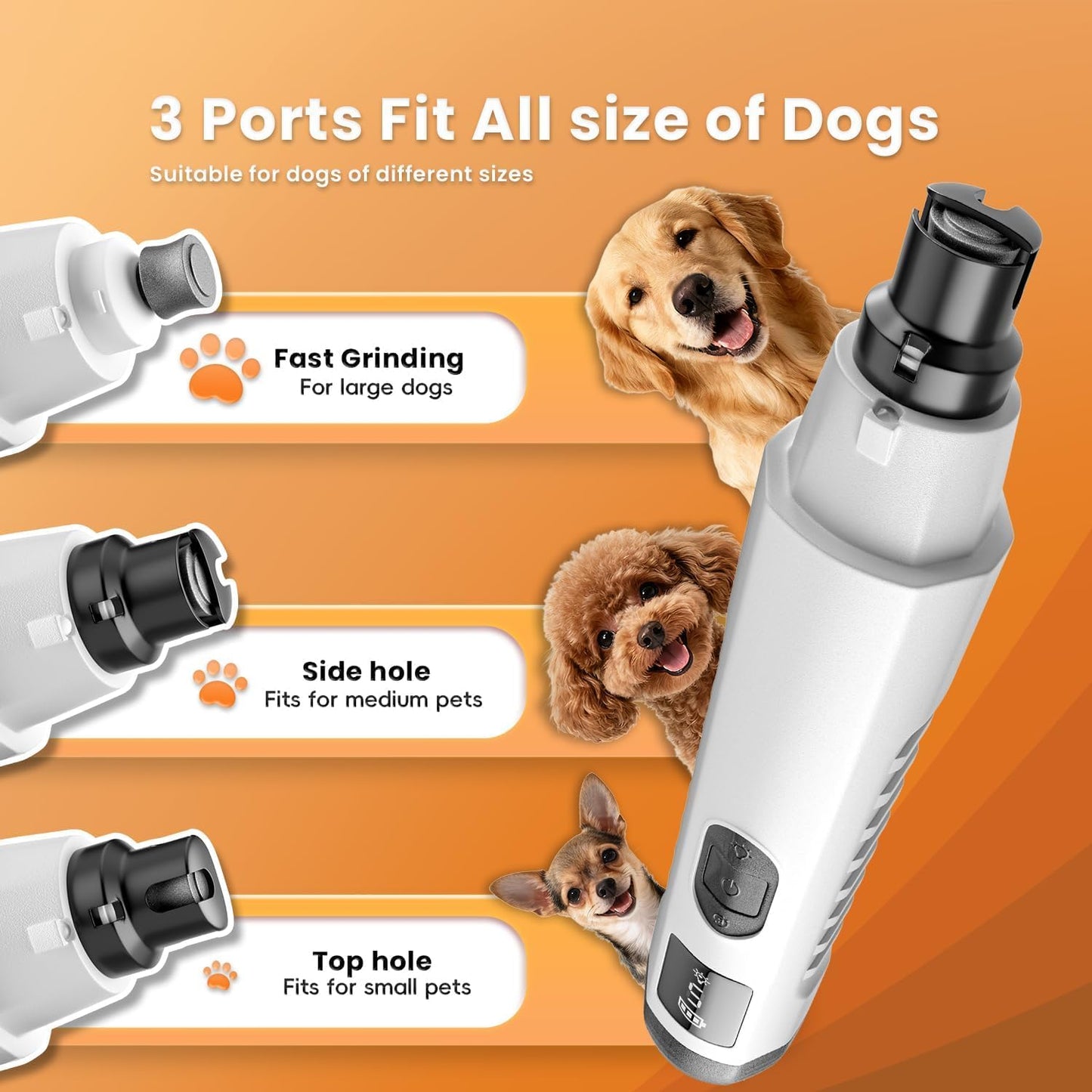 2026 New Silent Groom Pro Dog Nail Grinder, 5-Speed Dog Nail Grinder With Led Light, Quiet Painless Paws Grooming For Small Medium Large Dogs, USB Rechargeable