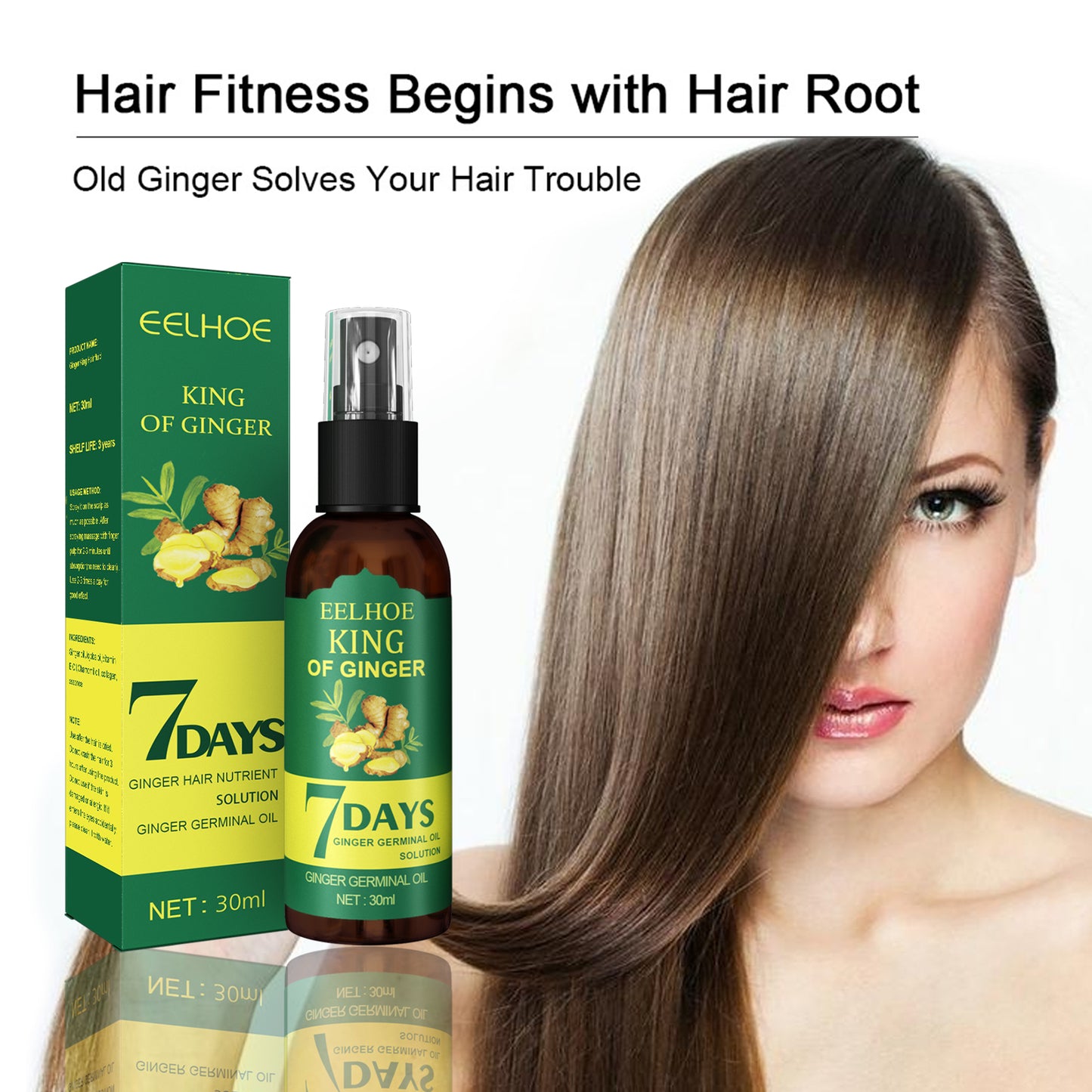 EELEelhoe Ginger Hair Spray, Strengthens Hair, Massages Scalp And Restores Hair