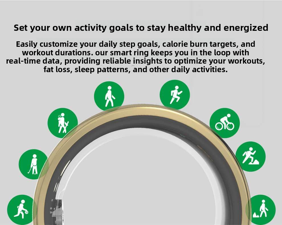 Smart Ring Heart Rate Blood Oxygen Sleep Monitor Step Counter & Female Cycle Tracker