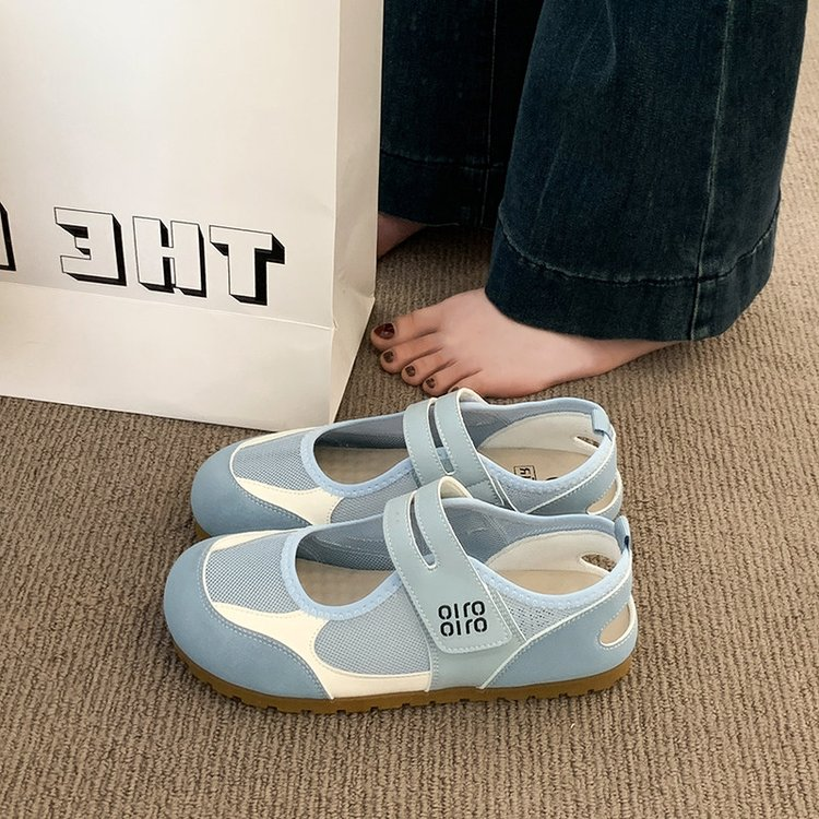 2026 New Summer Flat Academy Style Casual Shoes, Hook & Loop Korean Low Cut Outdoor Girls Flats