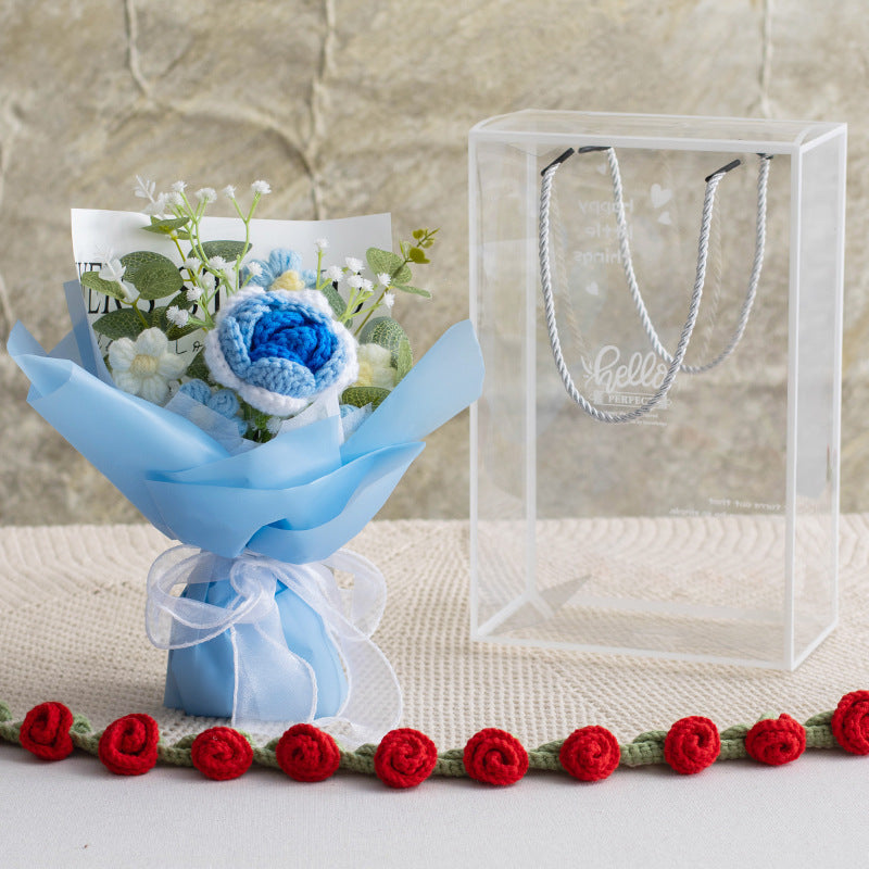 Handmade Crochet Rose Bouquet Simulation Flower Gift Box