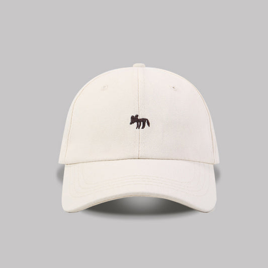Women's Solid-color Embroidered Fox Simple Casual Style Soft Brim Adjustable Baseball Cap Suitable For Daily Commuting, Outdoor Outings And Shopping.
