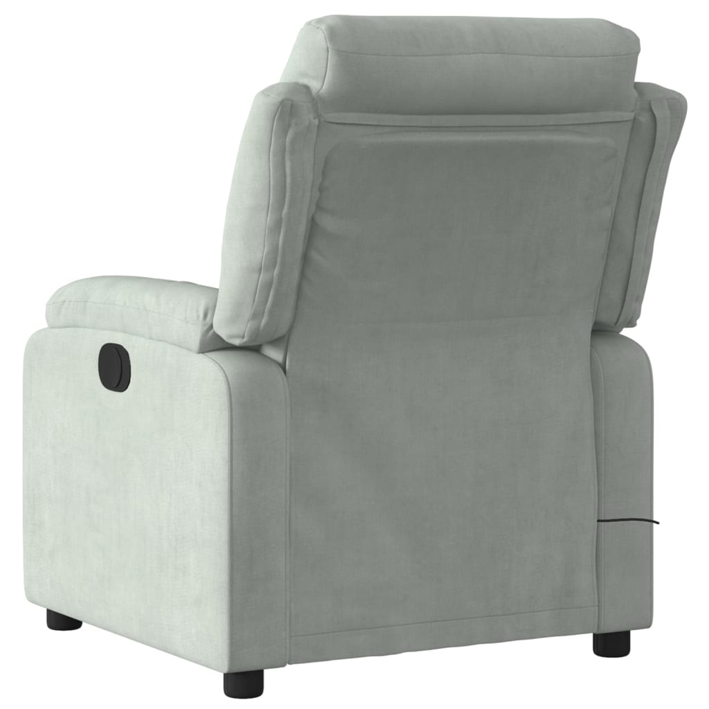 Massage Recliner Chair, Light Grey Velvet