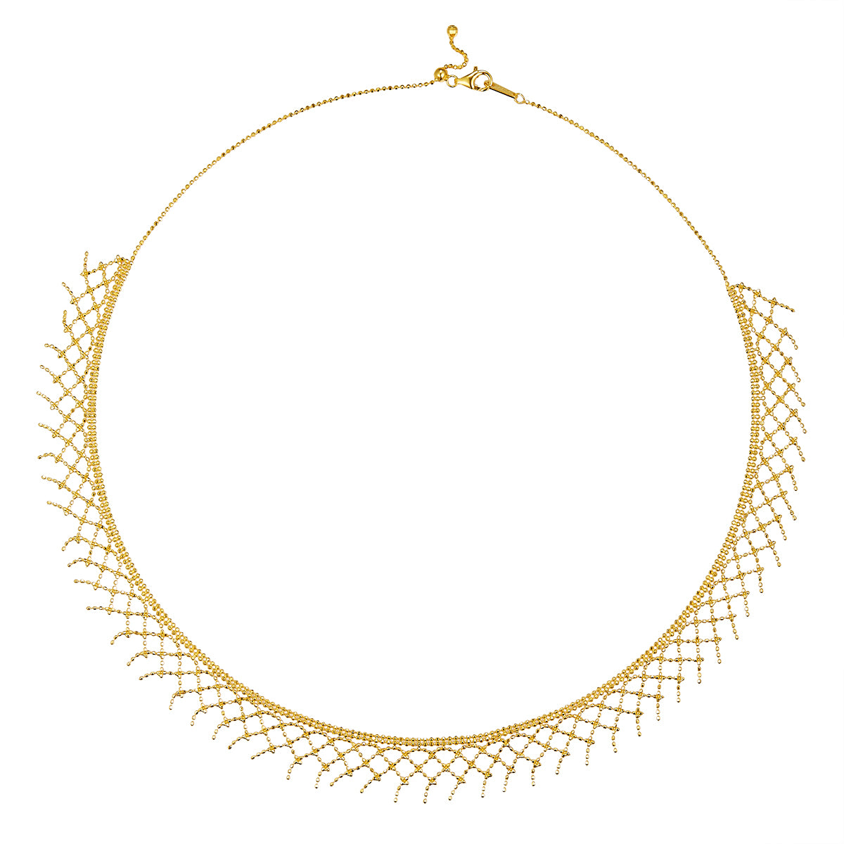 S925 Sterling Silver Mesh Tassel Necklace 45cm Adjustable 4.7g 10.5mm Wide Platinum Plated 3 Colors Gift Box