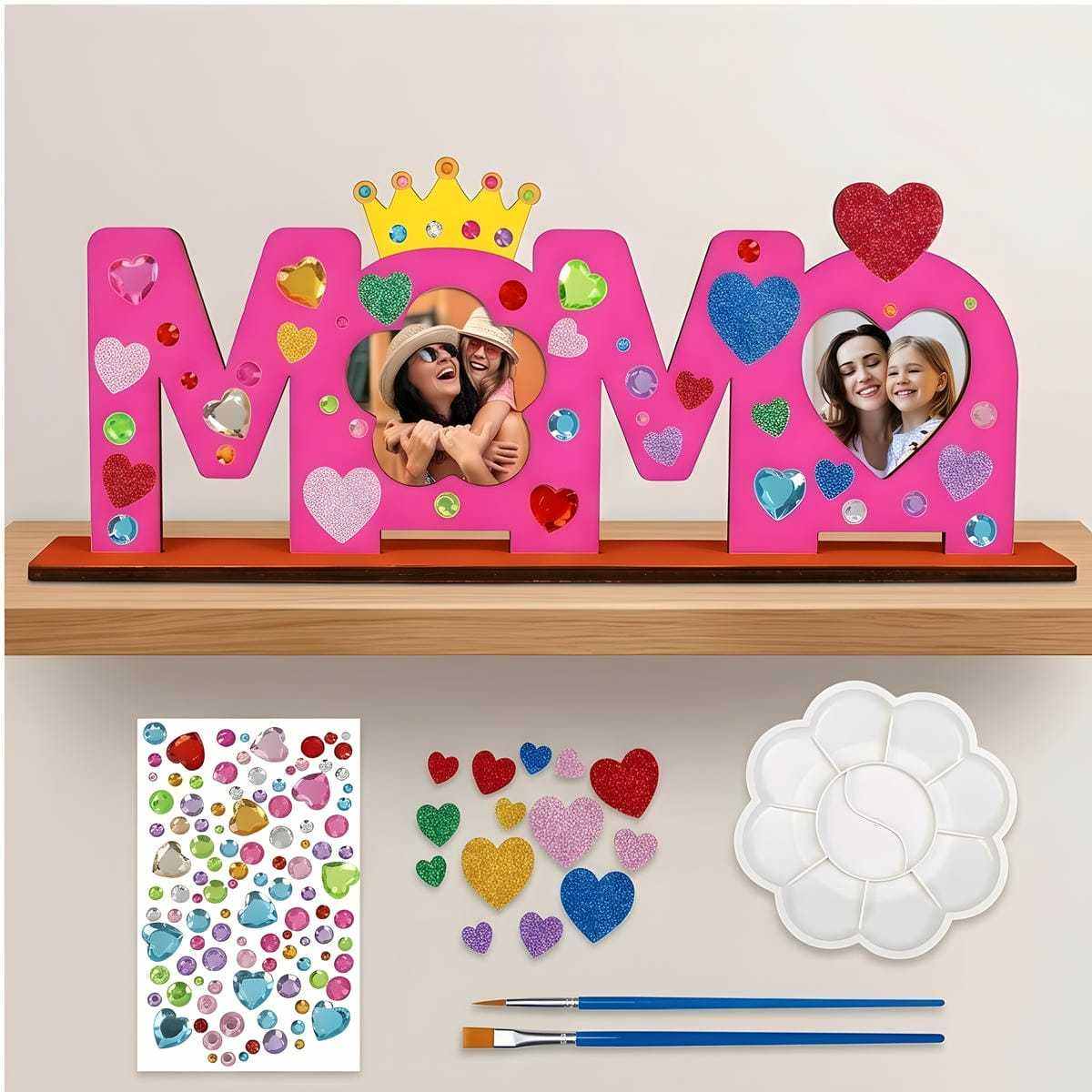 “MAMA” Wooden Sign With Stand, Decorative Gift For Mom With Photo Space, Table Decoration For Birthdays, Mother’s Day, And Family Occasions