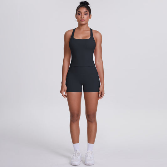 Brushed Outdoor Leisure Running Yoga Clothes Beauty Back Hip Raise Skinny Shorts Suit