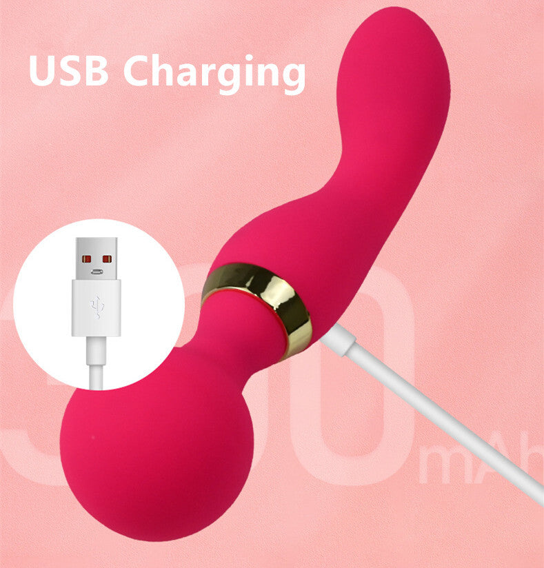 Multi-Speeds-Silicone-Double-Head-Full-Body-Massager-Vibrator-Mute Rechargeable
