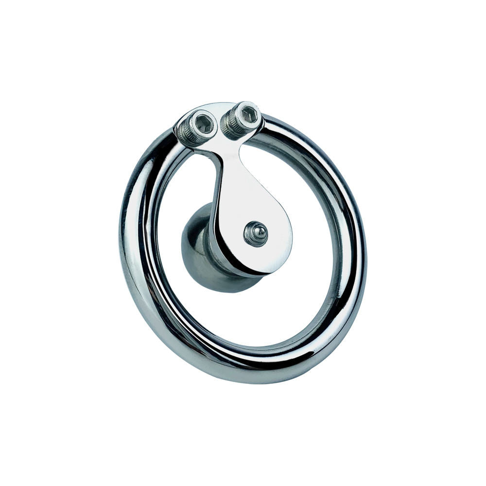 Stainless Steel Men's Flip Chastity Device With Solid Massage Steel Ball