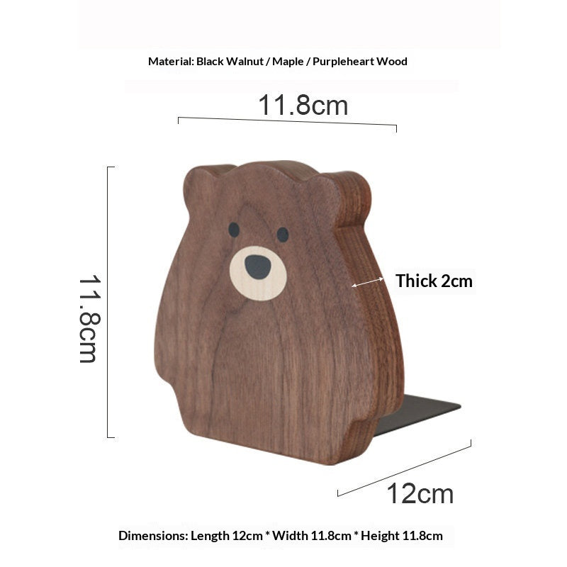 Small Bear Black Walnut Solid Wood Desk Stand