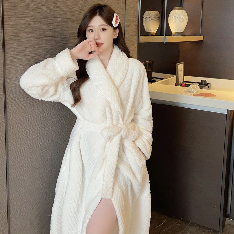 Thickened Loungewear Women's Long Wholesale Beauty Salon Bathrobe Pajamas