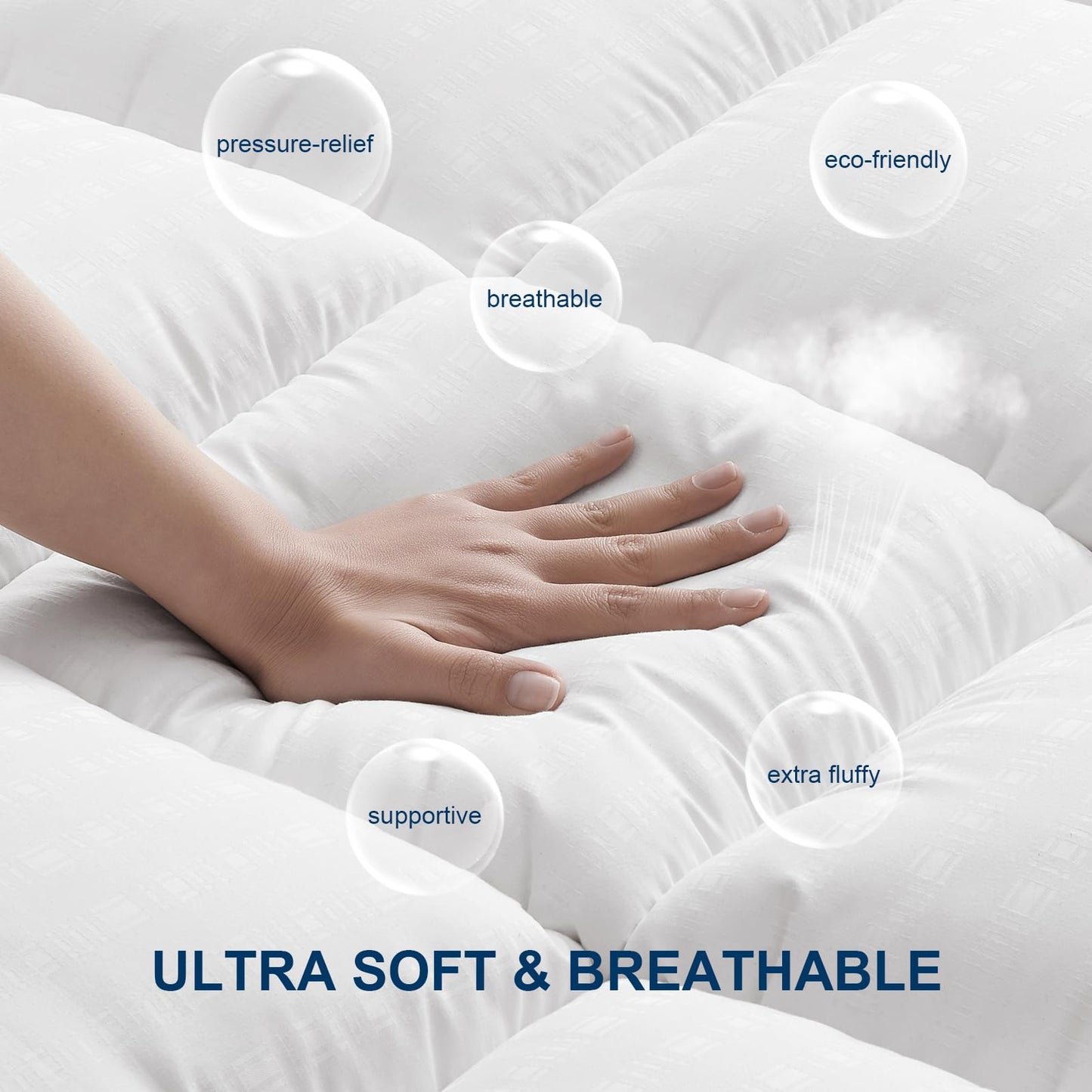 Sleep Solution Ultra Soft Queen Size Mattress Topper - Rayon Derived From Bamboo Pillow Top Mattress Pad For Back Pain Relief - Naturally Cooling For Hot Sleepers, Green