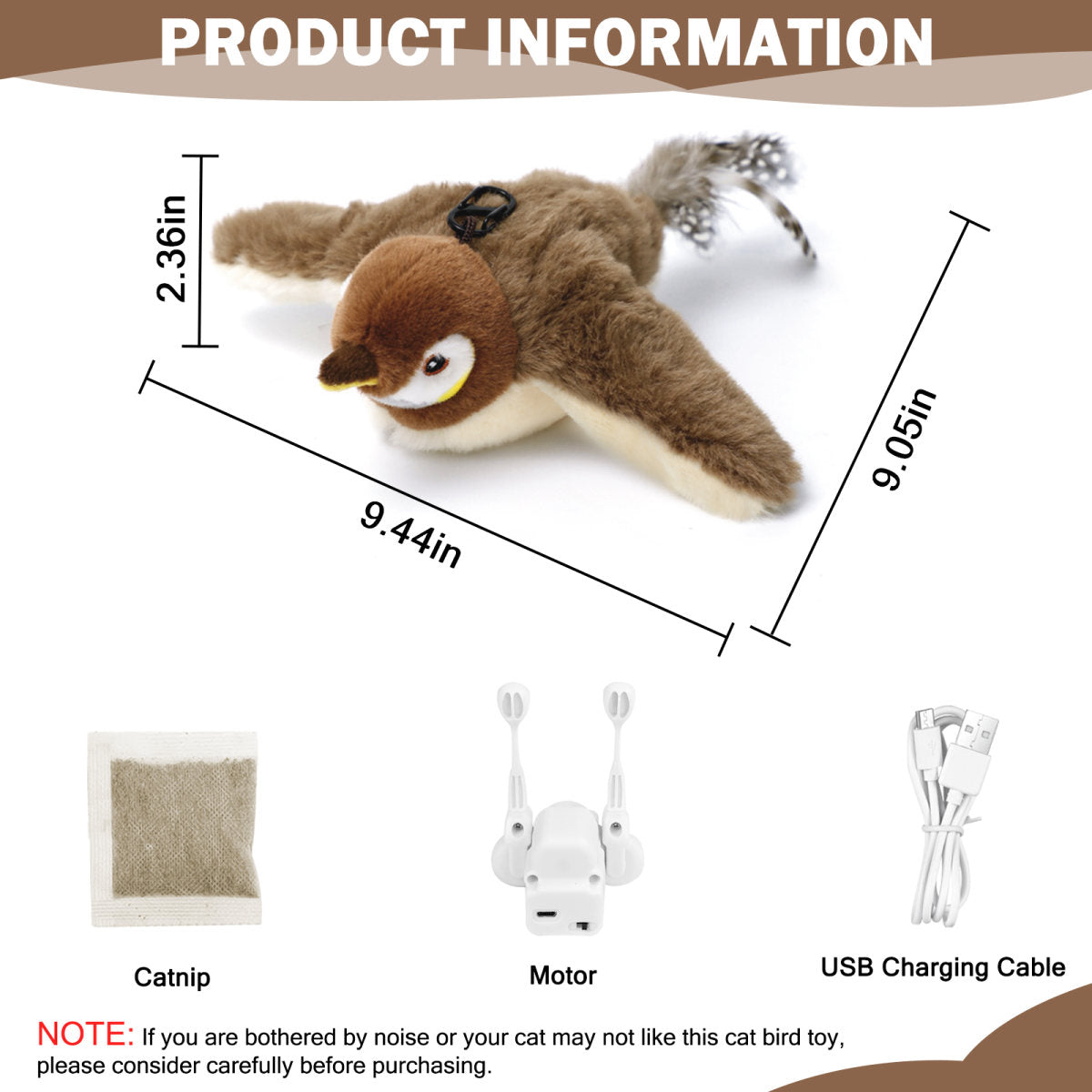 Cat Toys Flapping Bird - Interactive Catnip Toys For Cats, Realistic Plush Simulation Chirping Bird Cat Toy, Rechargeable & Washable, Perfect Bird Toy For Cats Kittens To Bite, Chew And Kick