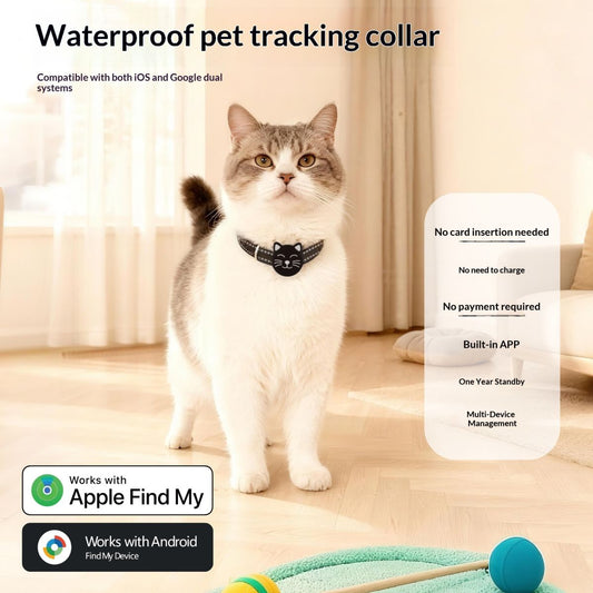 Smart GPT Pet Tracker Finder Collar Anti-Lost Cat Locator Adjustable Safety Buckle Reflective Collar for IOS & Android