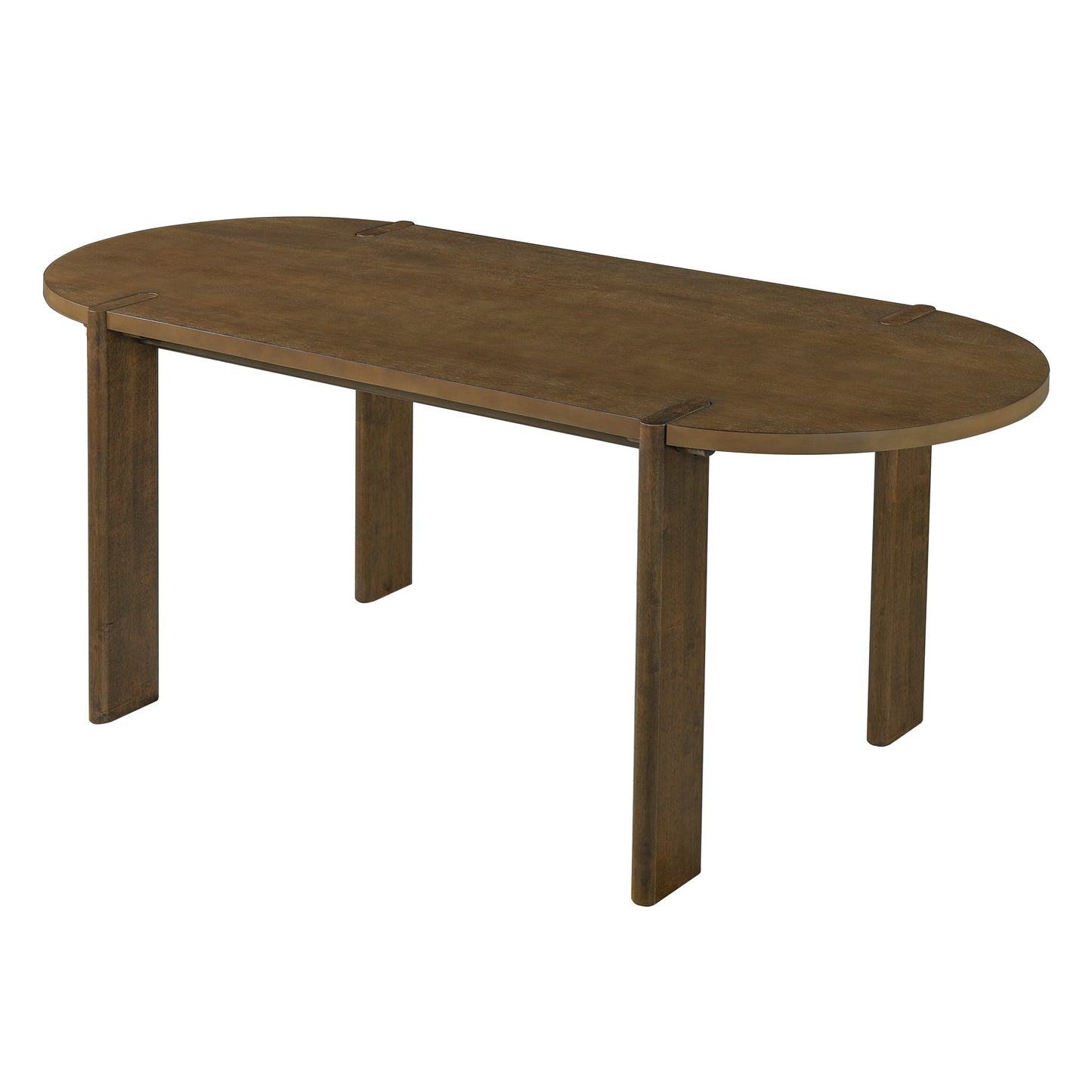7 Pieces Modern Oval Dining Set, Rustic Farmhouse Solid Wood  Kitchen Table Set For 6, 71'' Large Luxury Retro Country Dinner Set With Brown Chairs, For Dining Room, Kitchen, Living Room, Walnut