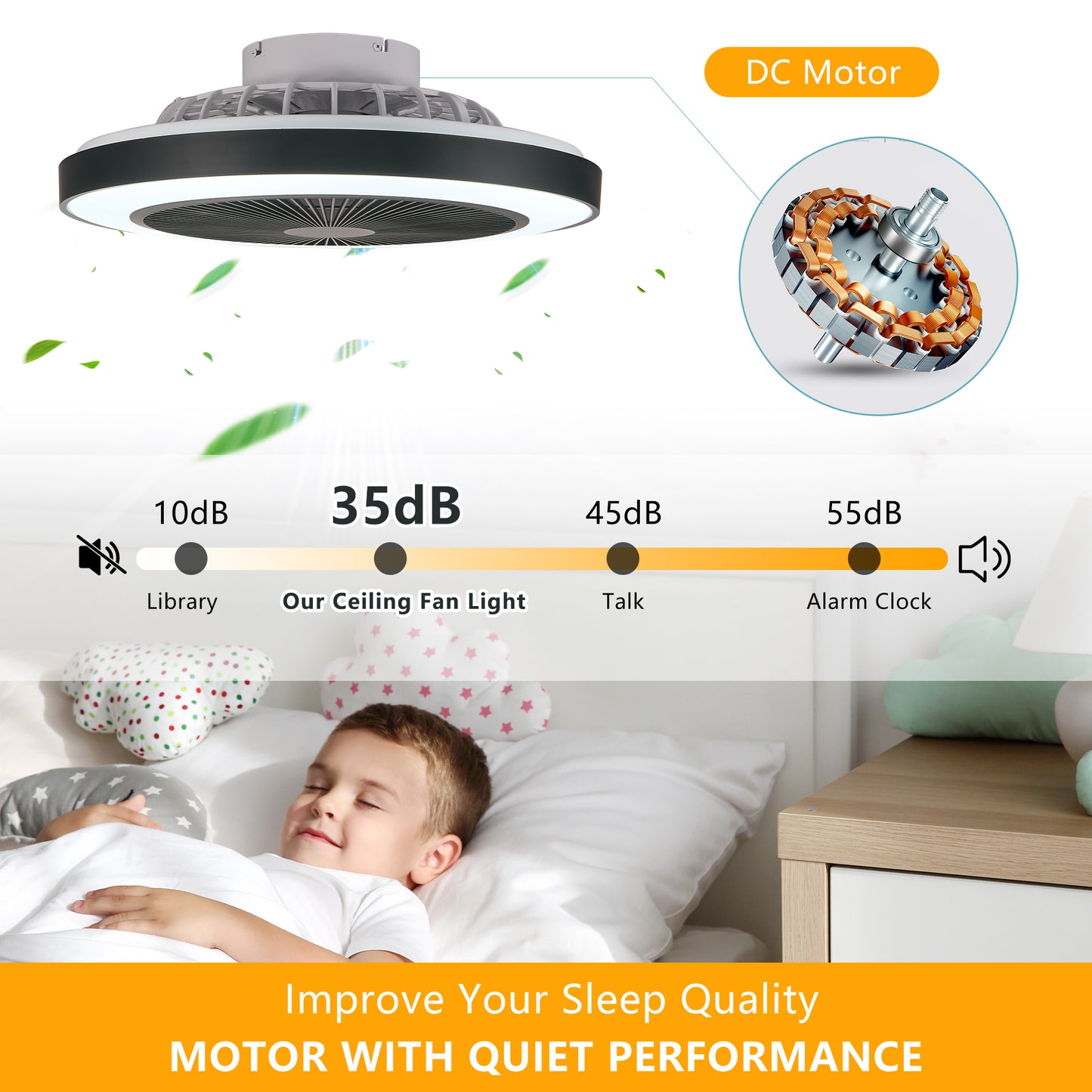 19-inch Black Ceiling Fan Light With LED RGB  Dimmable  Color-Changing, APP  Remote Control, Modern Smart Ceiling Fan For Living Room, Bedroom, And Dining Room Silent 6-Speed Reversible DC Motor