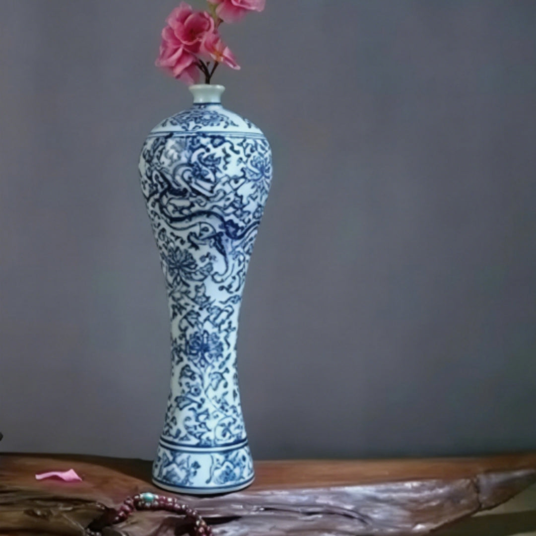 Porcelain Blue-and-white Beauty-shoulder Plum-blossom Vase