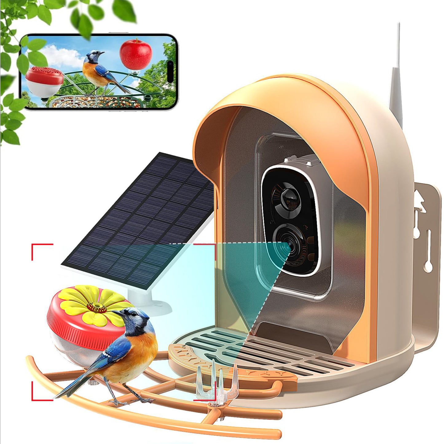 Smart Bird Feeder With AI-powered Camera Outdoor Solar Charging