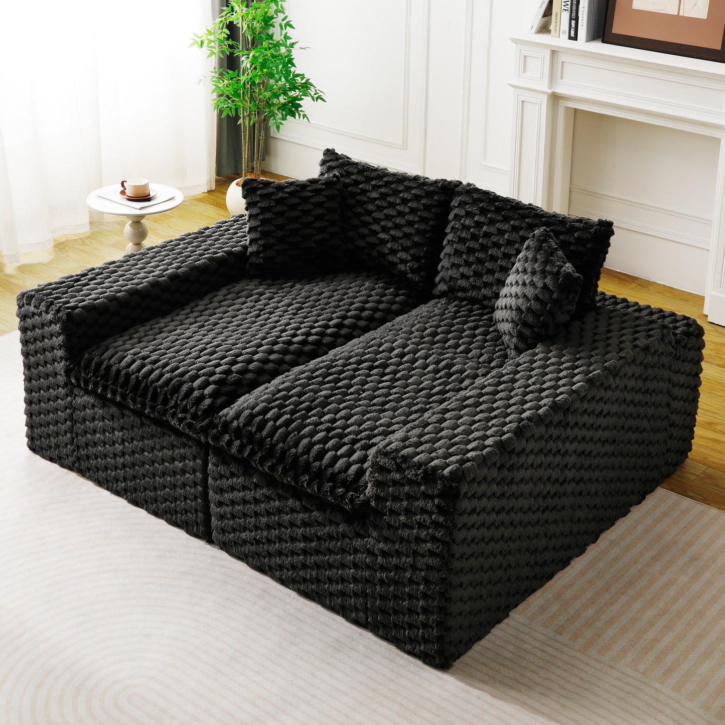 Luxury Black Turtle Velvet Multifunctional Sofa - Arrangeable In Single Row, Side-by-Side Or Facing Each Other, Stylish Living Room Furniture For Cozy Home Decor