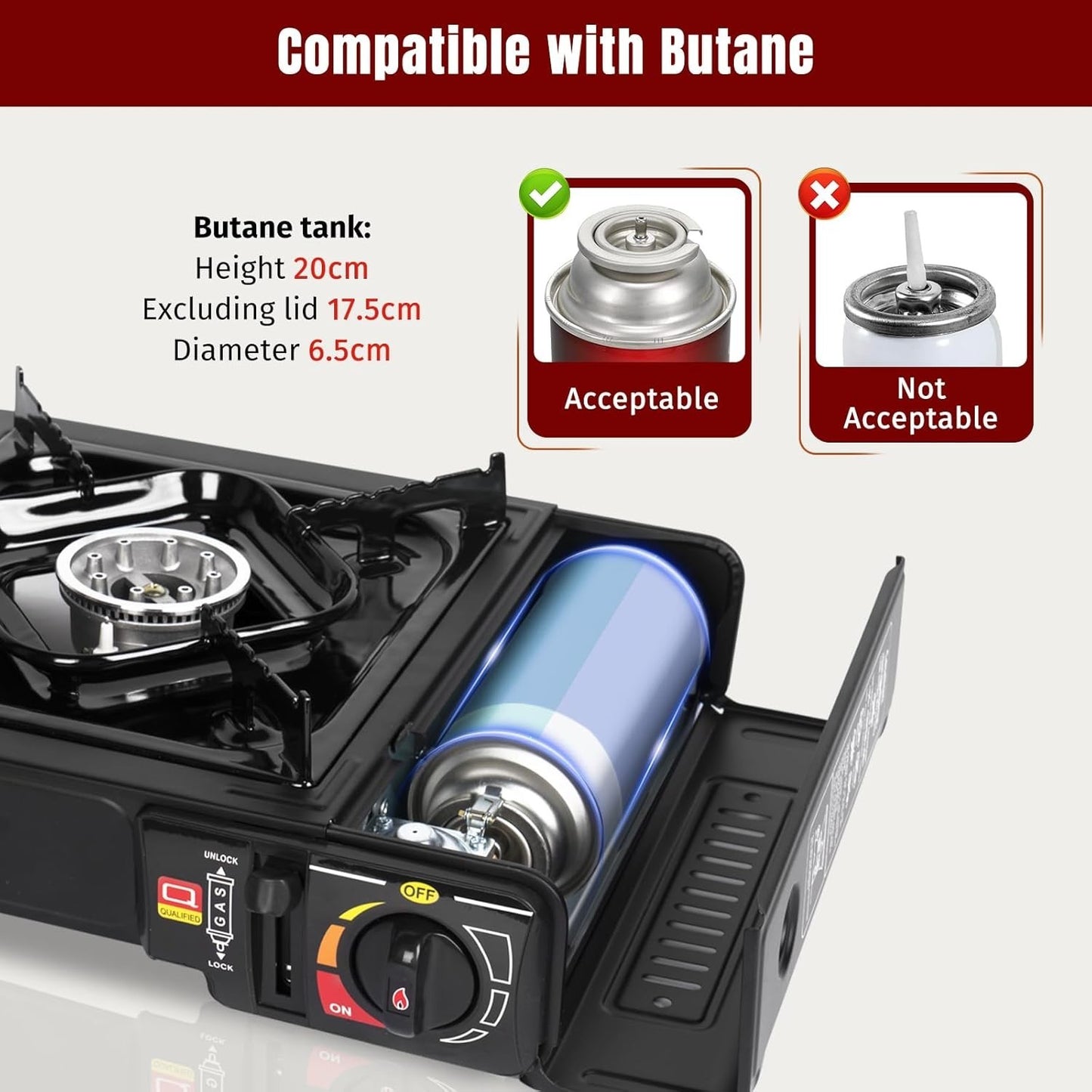 Outdoor Camping Butane Gas Stove Portable Single Burner Hob BBQ Picnic Cooker Excluding Gas Cylinders