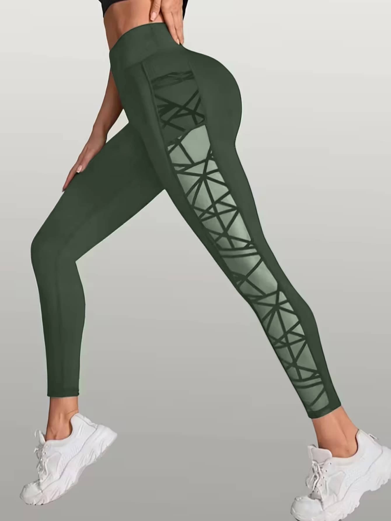 New Arrival Best-Selling Yoga Pants, Sports & Outdoor Skinny Leggings With Butt-Lifting Design, Spliced Mesh And Pockets
