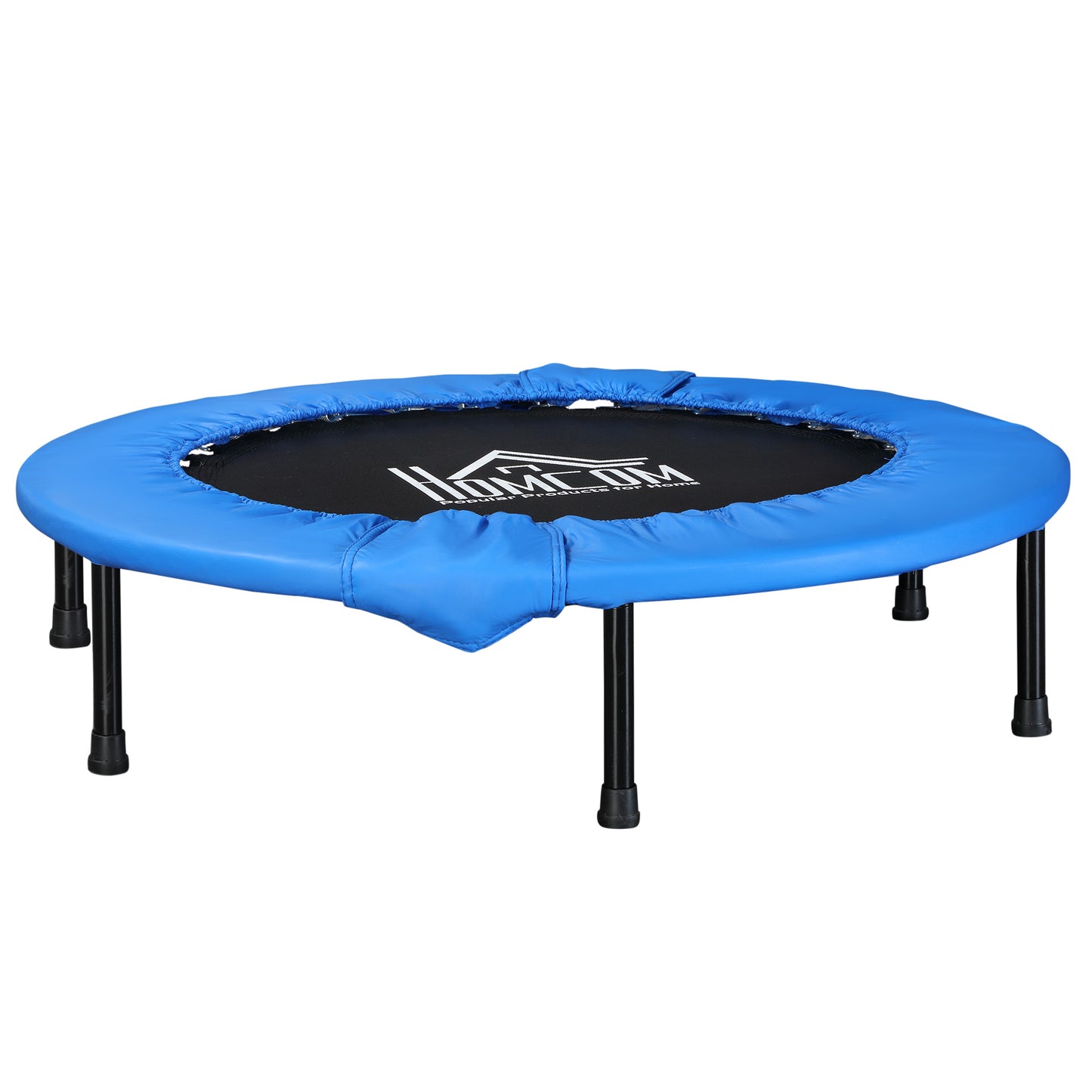 38" Mini Fitness Trampoline Home Gym Yoga Exercise Rebounder Indoor Outdoor Jumper With Safety Pad, Support Up To 150 KG, Blue And Black