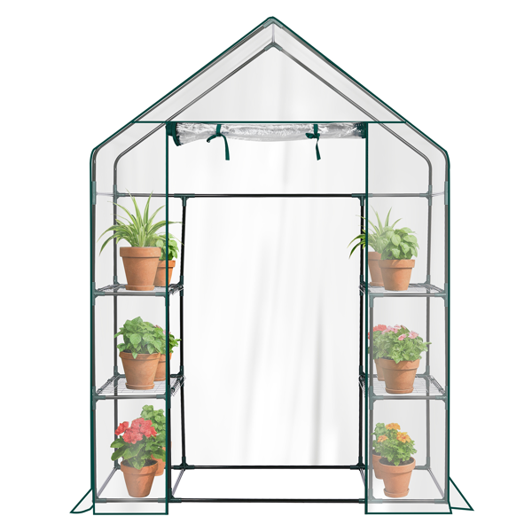 Mini Walk-in Greenhouse With PVC Cover, 4-Shelf Indoor Outdoor Plant Gardening Green House For Garden Backyard, 56inch X 29inch X 77inch, Transparent