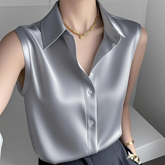 New Summer Korean-style Sleeveless Polo-neck Shirt