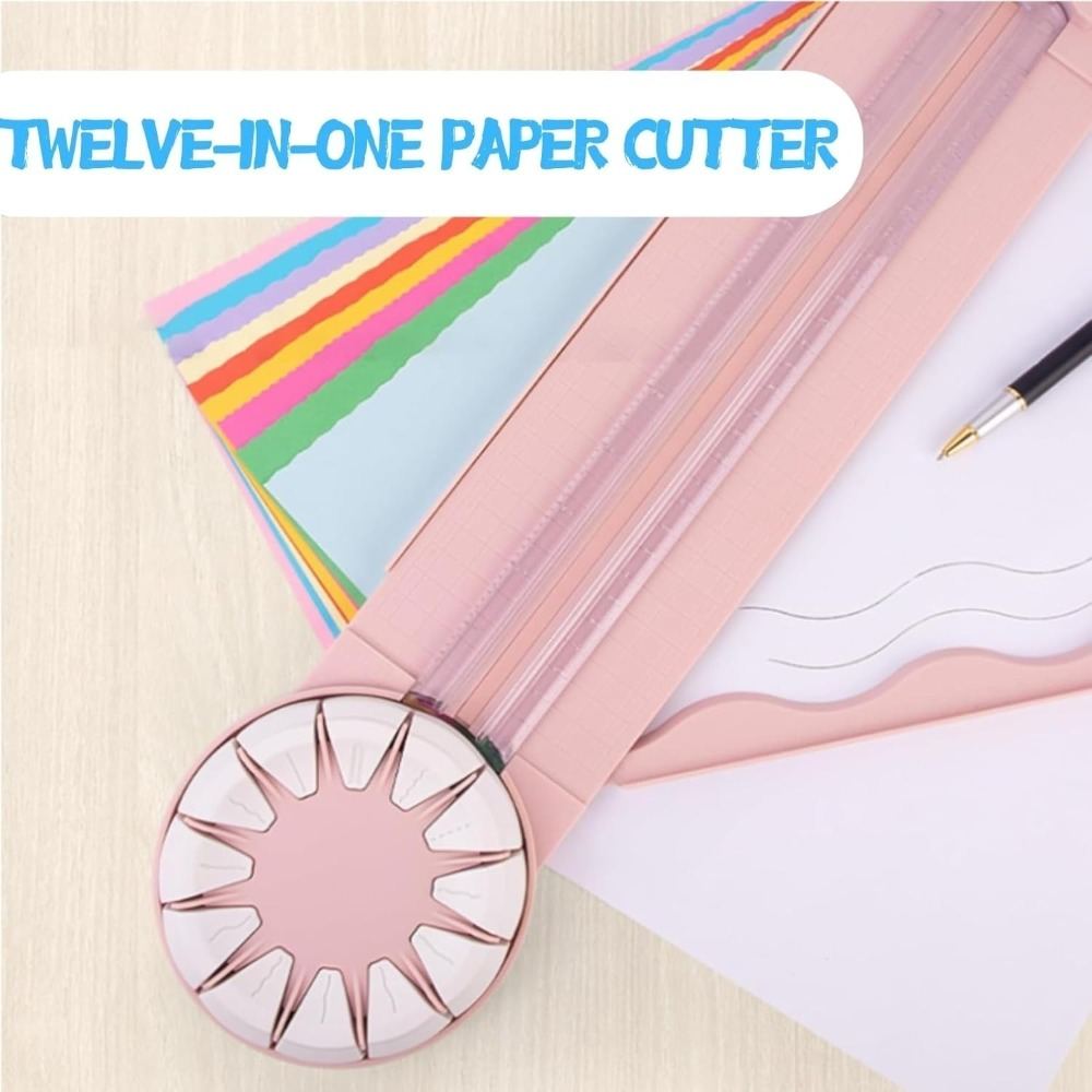 12-in-1 Rotating Paper Cutter - Multifunctional Edge Cutter For Scrapbooking & Photo Crafts, 360° Manual Zigzag Cutter, Durable Plastic Construction - Party Accessory Set