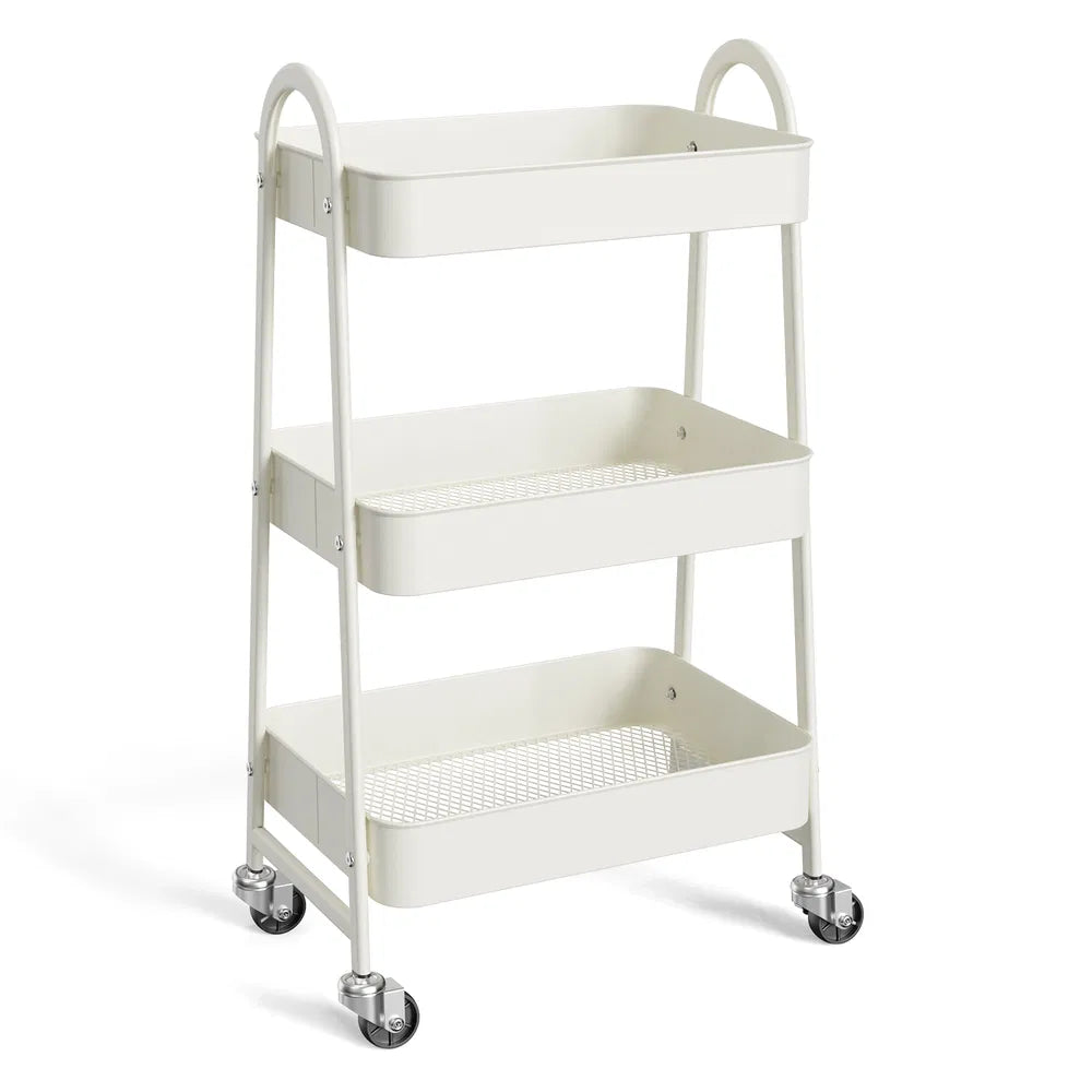 3-4-layer Practical Mobile Trolley, Metal Movable Storage Rack, With Lockable Casters