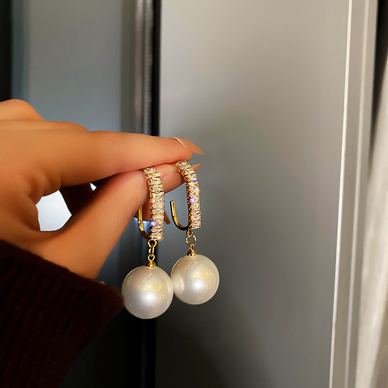 Korean-style Elegant Large Pearl Earrings For Women