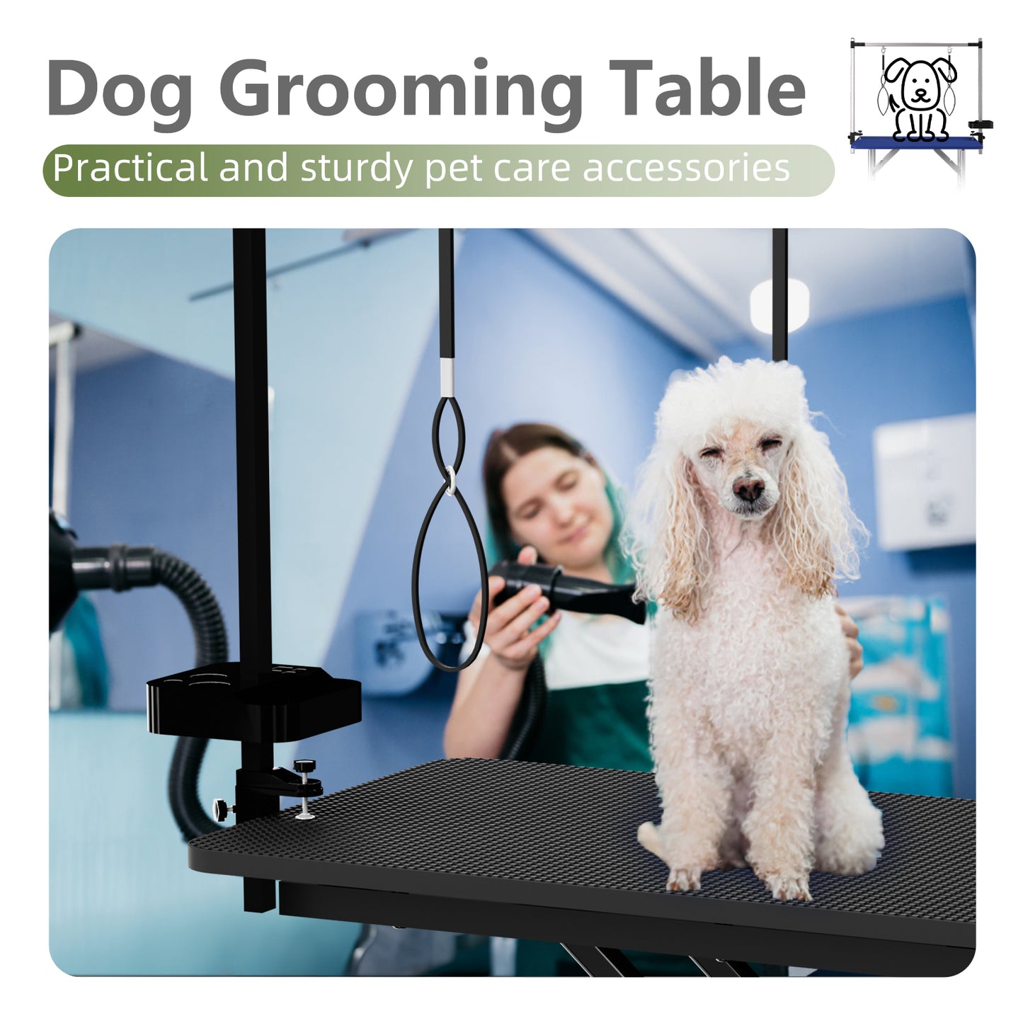 47  Black Large Dog Grooming Table X-Lift Foldable Grooming Table For Dogs At Home Adjustable Height Arms Pet Station With Nooses, Tool Organizer