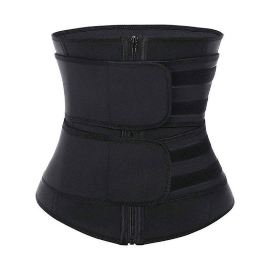 Zipper Double Belt Sauna Waist Trainer Postpartum Recovery Sweat Belt Tummy Control