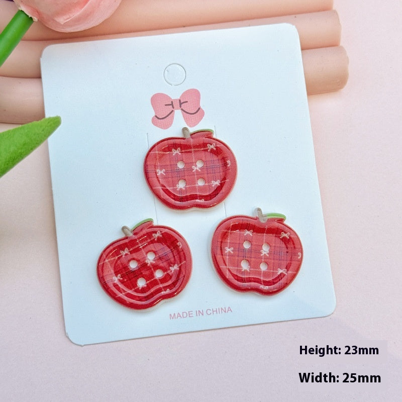 Colorful Printed Plaid Button Acrylic Diy Ornament Accessories