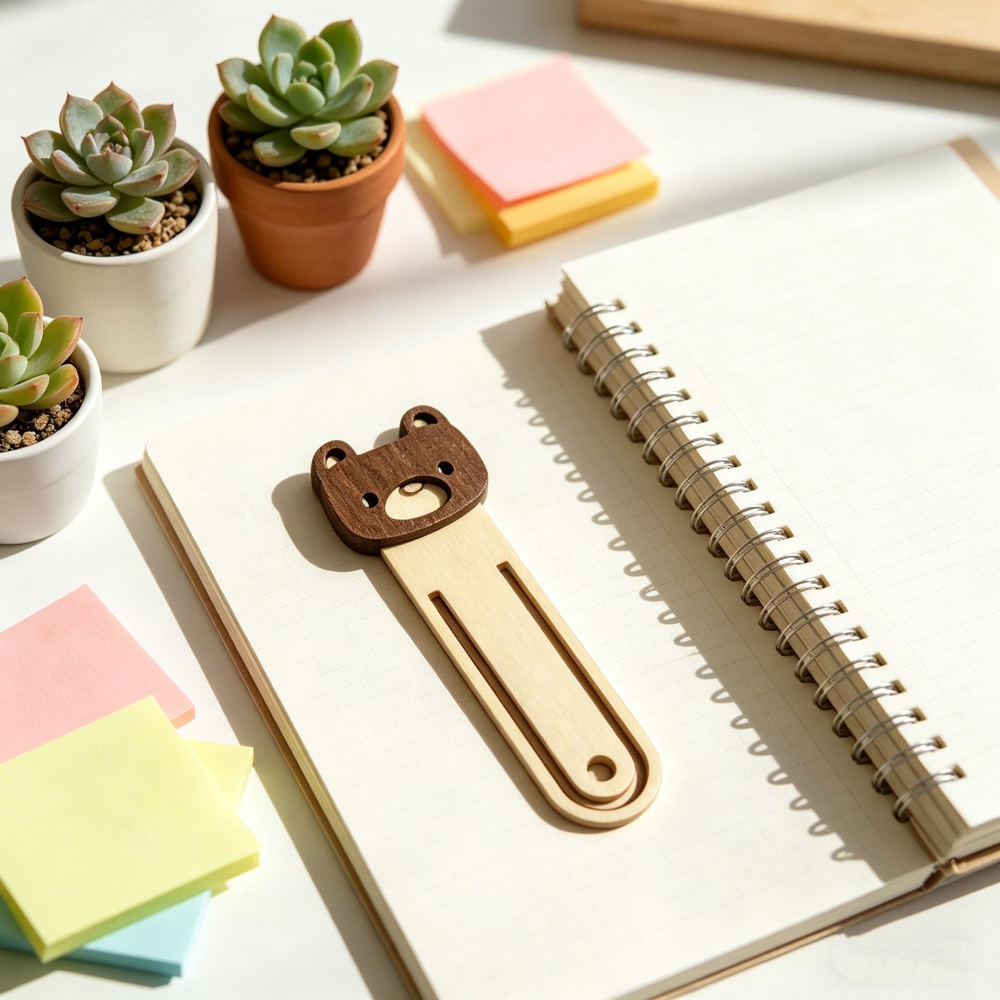 Retro Log Animal Bookmark Fox Bear Lion Three-dimensional Wooden Clip Student Reading Stationery Holiday Gift