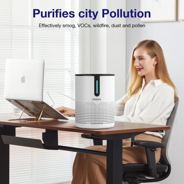 Amazon&TEMU  Prohibited,No Weekend Orders.  MOOKA 475Sq.ft Air Purifier Cleaner HEPA Filter Remove Odor Dust Mold Home Allergies Smog