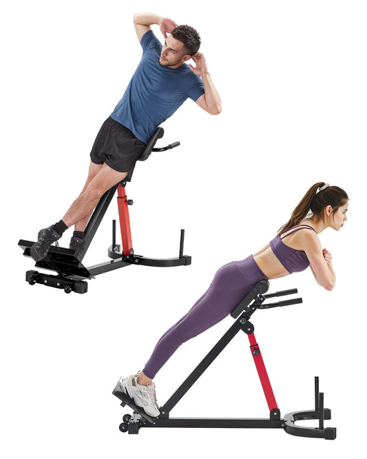 Multifunktionale Hyperextensionsbank Rückenstrecker Rückenverlängerung Römischer Stuhl (Kohlenstoffstahl) 158 Kg Belastbare Rollbare Rückentrainer Fitness-Hantelbank Heim-Fitnessstudio
