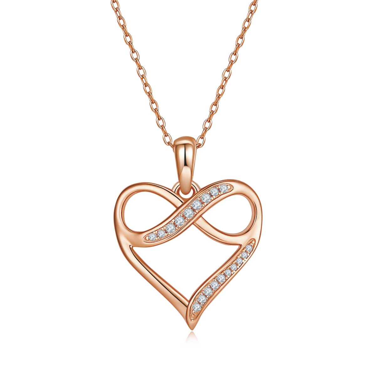 4g S925 Sterling Silver Moissanite Infinity Heart Necklace 45cm 19 Stone Pendant With GRA Certificate, Platinum Plated Romantic Jewelry Gift Box Set For Women
