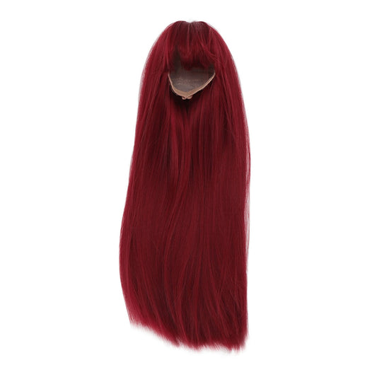 1/4 Doll Wig For 7 To 8in Doll DIY Simulated Scalp High Temperature Silk Ball Jointed Doll Wig Long Straight Hair With Bangs Burgundy