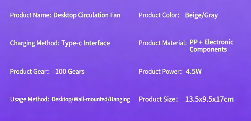 Summer New Circulating Fan, Multi-speed Adjustment, Wall & Desktop Dual Use, USB Rechargeable Mini Fan With Digital Display, High Power Cooling Fan For Home & Office