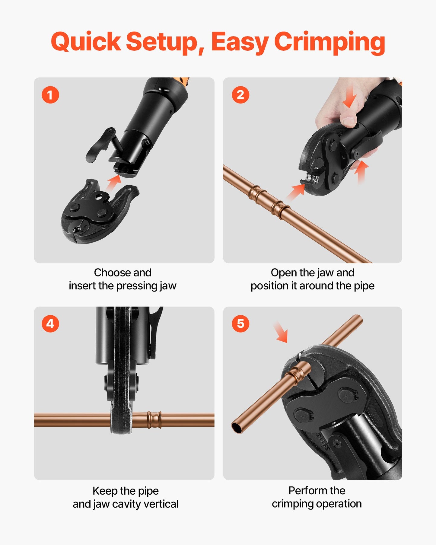 3/8" Press Jaw For Compact Series Press Tools, 52 HRC Hardened Steel Pressing Jaw For High Pressure HVAC/R Applications - Compatible With 24KN Press Tools For RLS Copper Pipes Connections