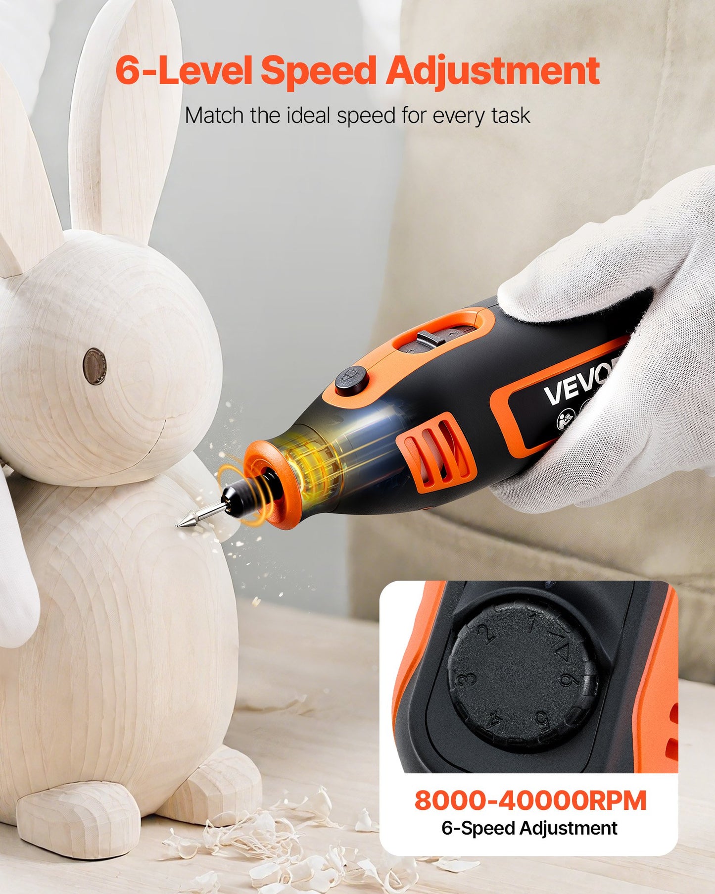 84-Piece Rotary Tool Kit, 200W Mini Power Rotary Tool Corded , 6-Level Speed 8000-40000 RPM Multi-Purpose DIY Tools For Engraving, Sanding, Polishing, Carving, Grinding, Cutting, DIY Crafts