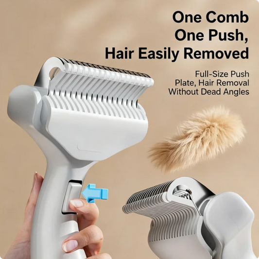 Pet Dematting Comb For Cats Dogs, Self Cleaning Deshedding Brush With Stainless Steel Blades, 26 Angle Undercoat Rake For Removing Loose Hair And Tangles, Grooming Tool For Long Short Haired Pets