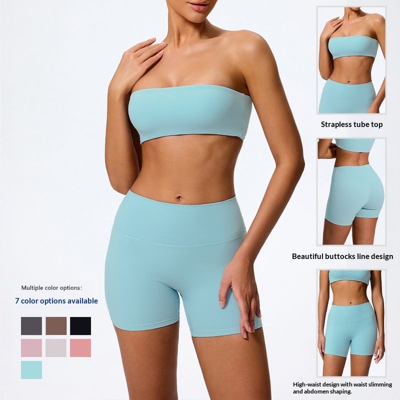 Tube-top High-waisted Butt-lifting Workout Fitness Pants Outdoor Set