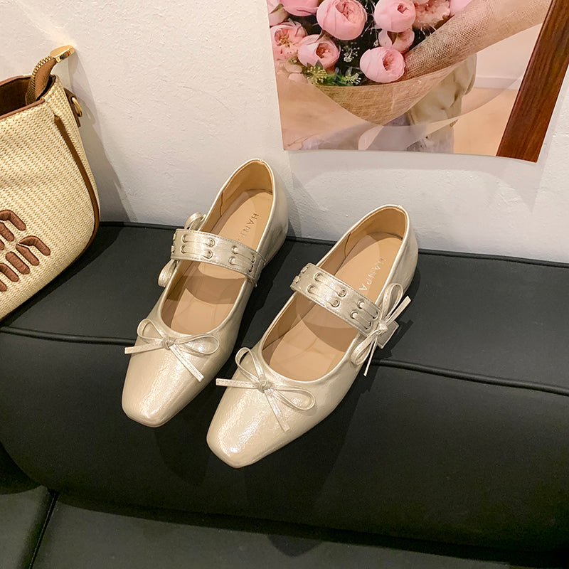 2026 New Summer Silver Hidden Heel Mary Janes For Women, French Ballet Flat Shoes With Single Strap, Match Dresses Perfectly