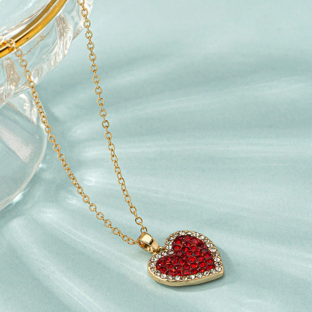 Korean-Japanese Sweetheart Instagram-Style Cute Alloy-Inlaid Heart Necklace For Women