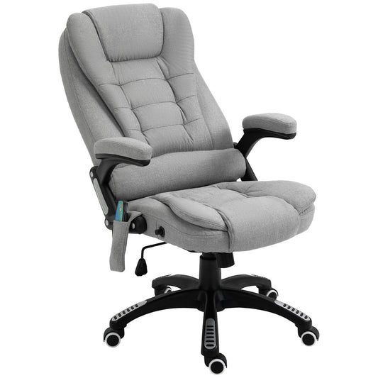 Vinsetto Office Chair, Ergonomic Fabric Desk Chair With 6-Point Massage And Back Heated, Arms, Lumbar Support, Light Grey