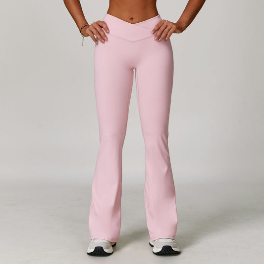 Weila Nude Feel Yoga Pants Cross High Waist Running Sports Pants